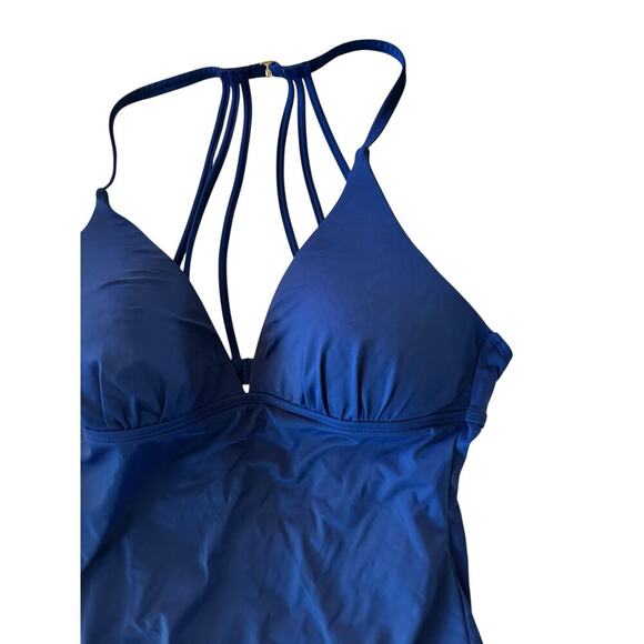 La Blanca Women's Blue Low Cut Padded Halter One Piece Swimsuit Size - Picture 5 of 15